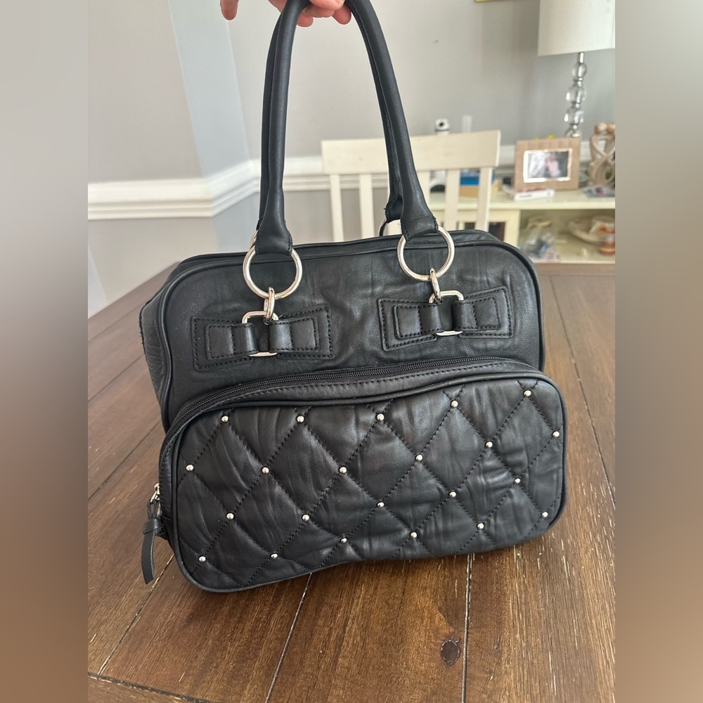 BCBGMAXAZRIA Studded moto/satchel bag